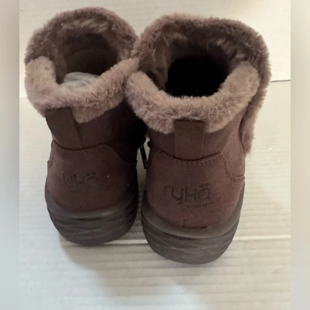 NEW Ryka Amaze Brown Faux Fur Ankle Booties Women’s Shoes Boots‎ Lightweight 5.5